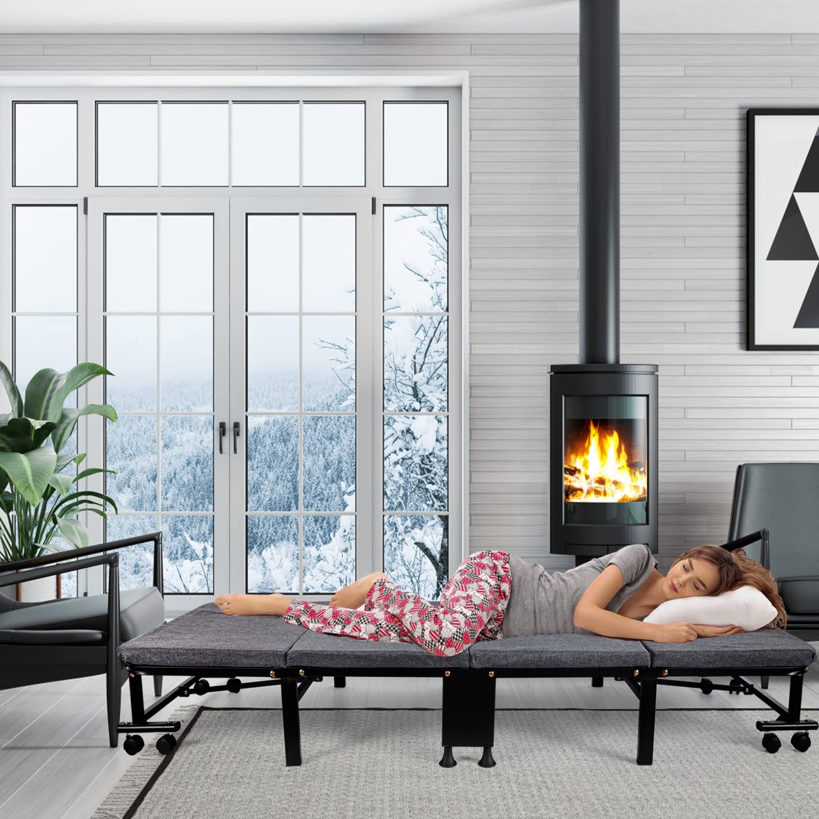 Amazon｜折りたたみベッド 74インチ x 31インチ マットレス付き 大人用